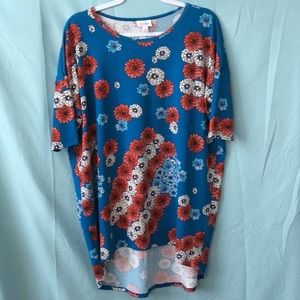 High-Low Floral Americana Knit Tunic, Size M